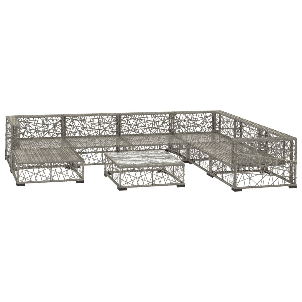 vidaXL Set mobilier de grădină cu perne, 8 piese, gri, poliratan vidaXL Set mobilier de grădină cu perne, 8 piese, gri, poliratan
