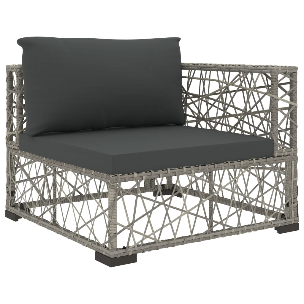vidaXL Set mobilier de grădină cu perne, 8 piese, gri, poliratan vidaXL Set mobilier de grădină cu perne, 8 piese, gri, poliratan