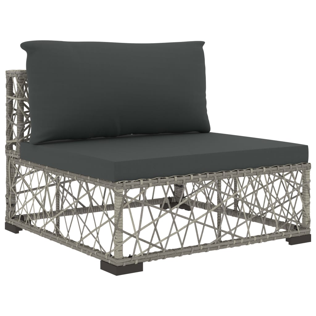 vidaXL Set mobilier de grădină cu perne, 8 piese, gri, poliratan vidaXL Set mobilier de grădină cu perne, 8 piese, gri, poliratan