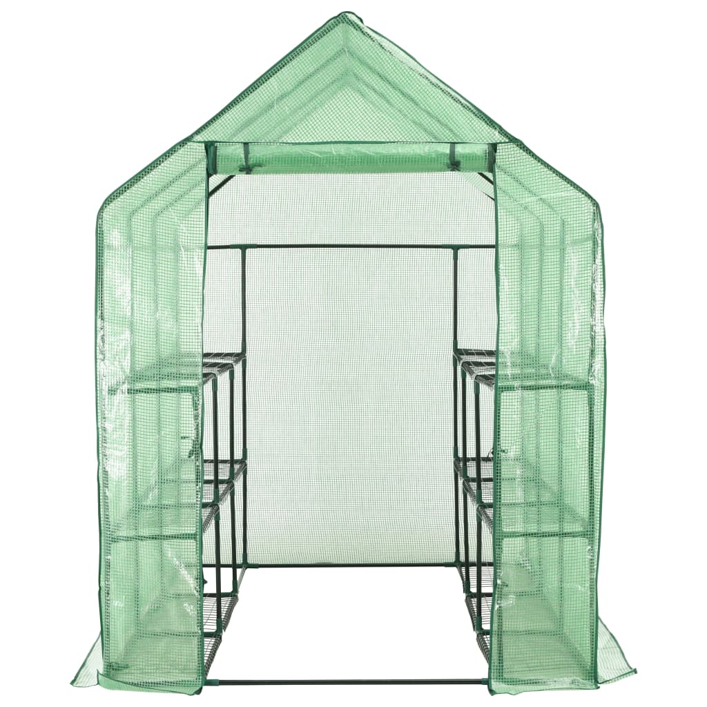 vidaXL Seră înaltă cu 12 rafturi, 143 x 214 x 196 cm, oțel vidaXL Seră înaltă cu 12 rafturi, 143 x 214 x 196 cm, oțel