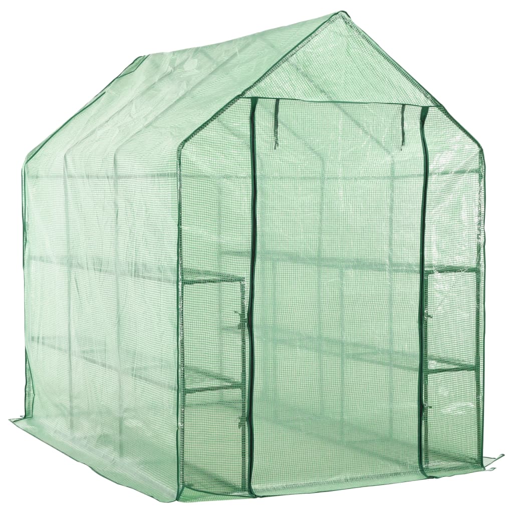 vidaXL Seră înaltă cu 12 rafturi, 143 x 214 x 196 cm, oțel vidaXL Seră înaltă cu 12 rafturi, 143 x 214 x 196 cm, oțel