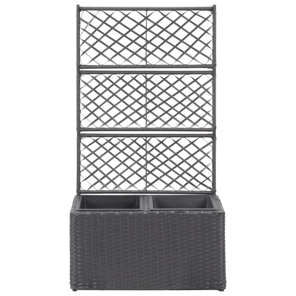 vidaXL Strat înălțat spalier 2 ghivece negru 58x30x107 cm poliratan vidaXL Strat înălțat spalier 2 ghivece negru 58x30x107 cm poliratan