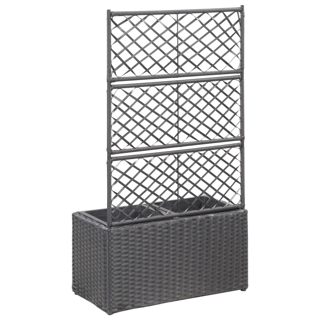 vidaXL Strat înălțat spalier 2 ghivece negru 58x30x107 cm poliratan vidaXL Strat înălțat spalier 2 ghivece negru 58x30x107 cm poliratan