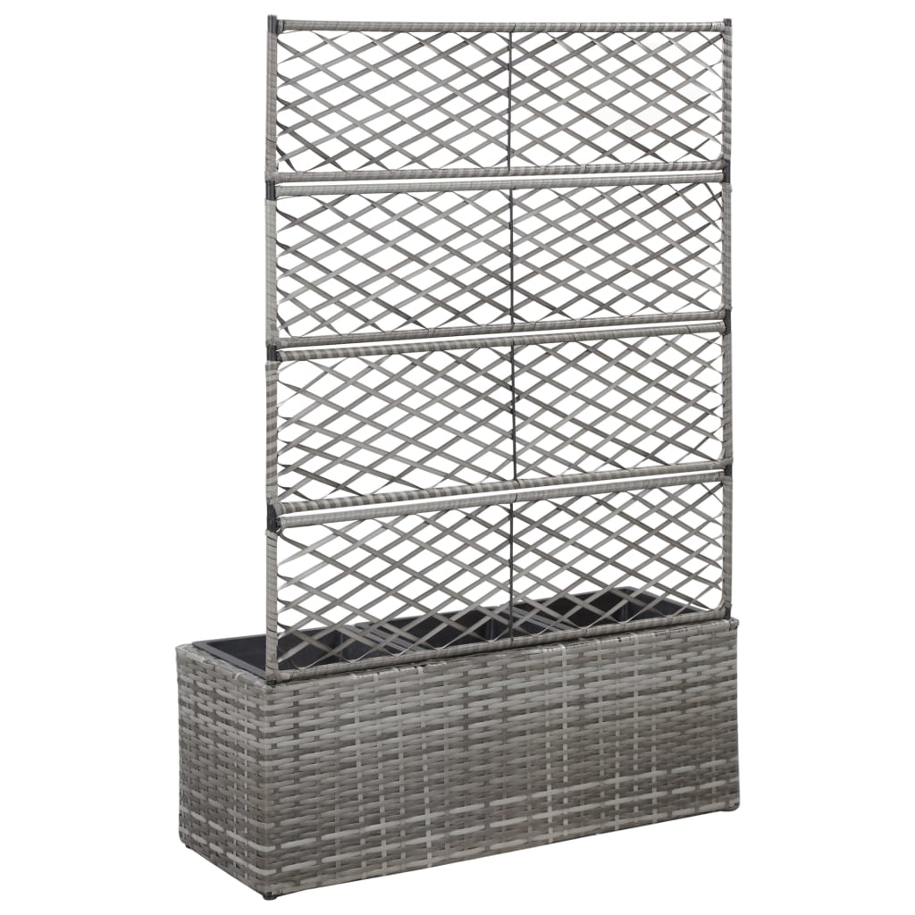 vidaXL Strat înălțat spalier cu 3 ghivece gri 83x30x130 cm poliratan vidaXL Strat înălțat spalier cu 3 ghivece gri 83x30x130 cm poliratan