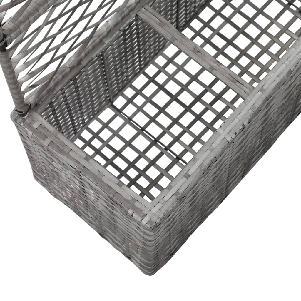 vidaXL Strat înălțat spalier cu 3 ghivece gri 83x30x130 cm poliratan vidaXL Strat înălțat spalier cu 3 ghivece gri 83x30x130 cm poliratan