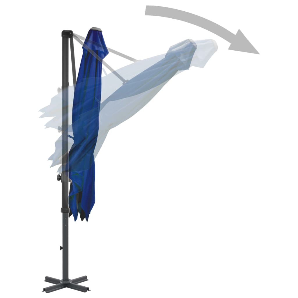 vidaXL Umbrelă în consolă, stâlp din aluminiu albastru azur 250x250 cm