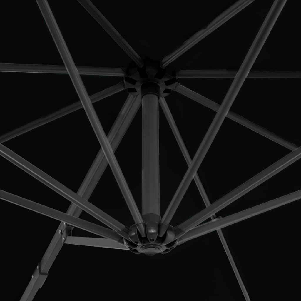 vidaXL Umbrelă în consolă de grădină, stâlp din aluminiu negru 300 cm