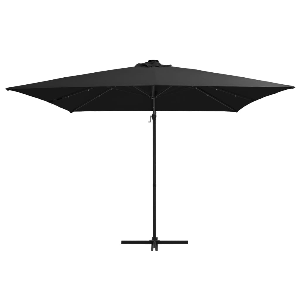 vidaXL Umbrelă în consolă cu LED, stâlp din oțel, negru, 250x250 cm