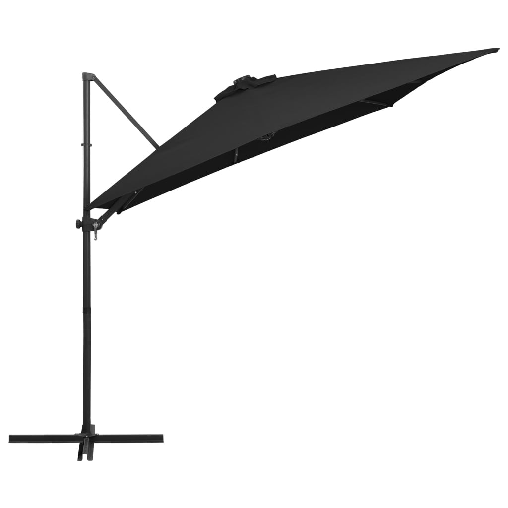 vidaXL Umbrelă în consolă cu LED, stâlp din oțel, negru, 250x250 cm