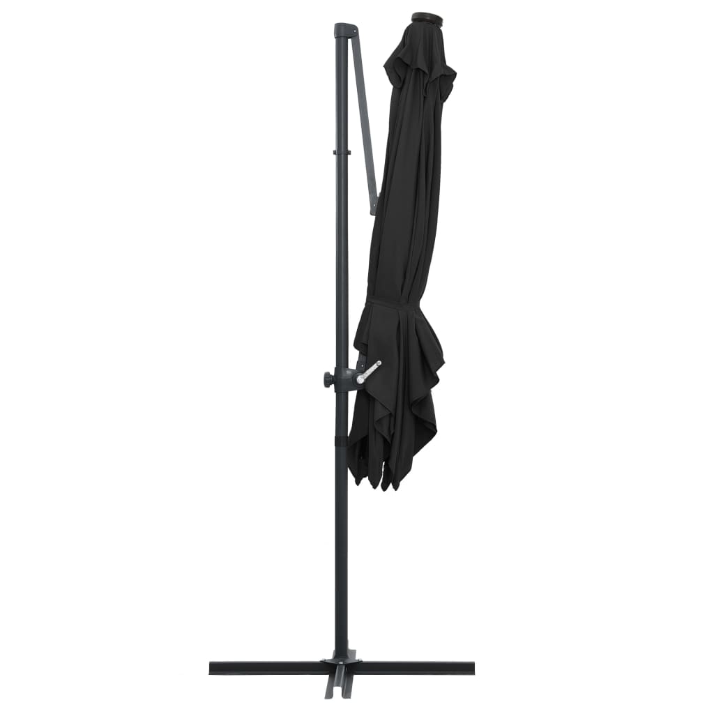 vidaXL Umbrelă în consolă cu LED, stâlp din oțel, negru, 250x250 cm