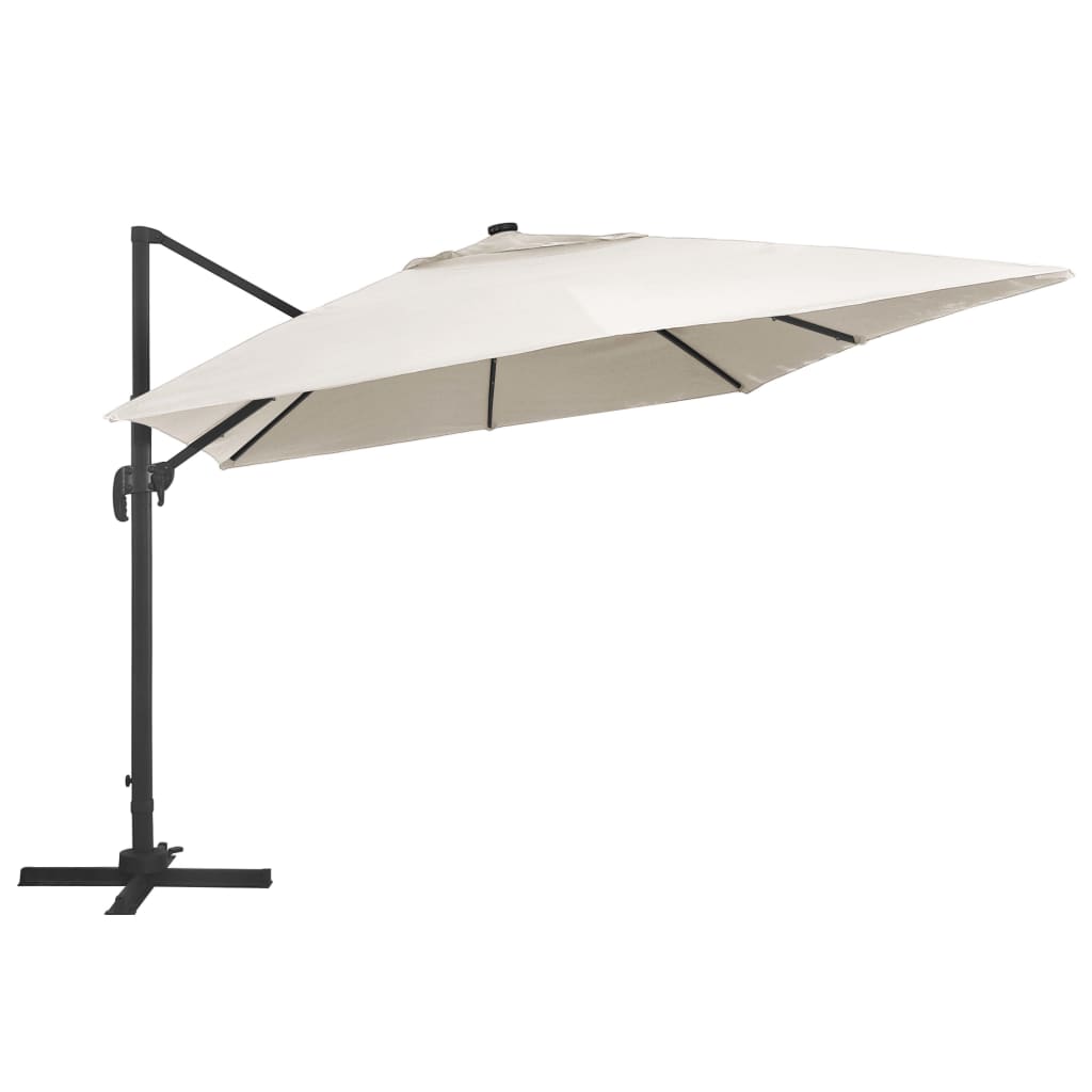 vidaXL Umbrelă în consolă cu LED, stâlp din aluminiu nisipiu 400x300cm vidaXL Umbrelă în consolă cu LED, stâlp din aluminiu nisipiu 400x300cm