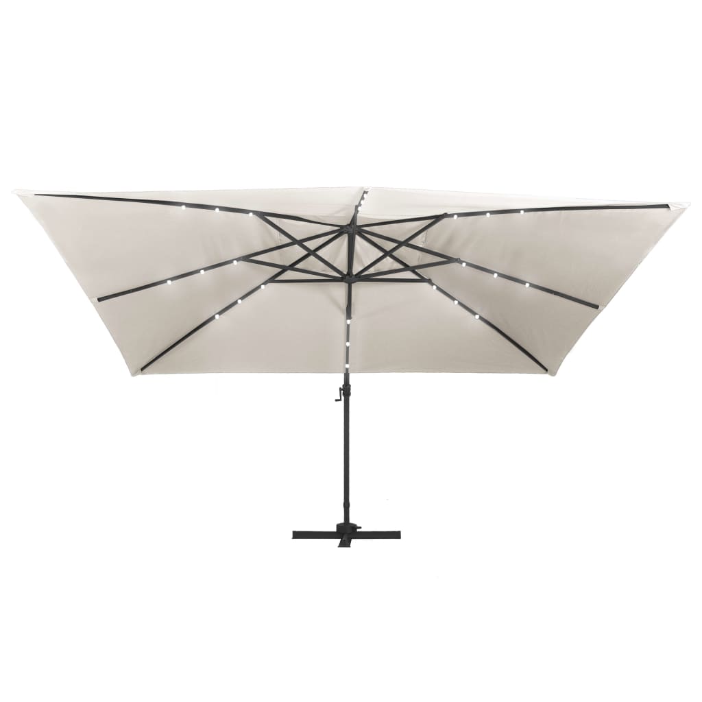 vidaXL Umbrelă în consolă cu LED, stâlp din aluminiu nisipiu 400x300cm vidaXL Umbrelă în consolă cu LED, stâlp din aluminiu nisipiu 400x300cm