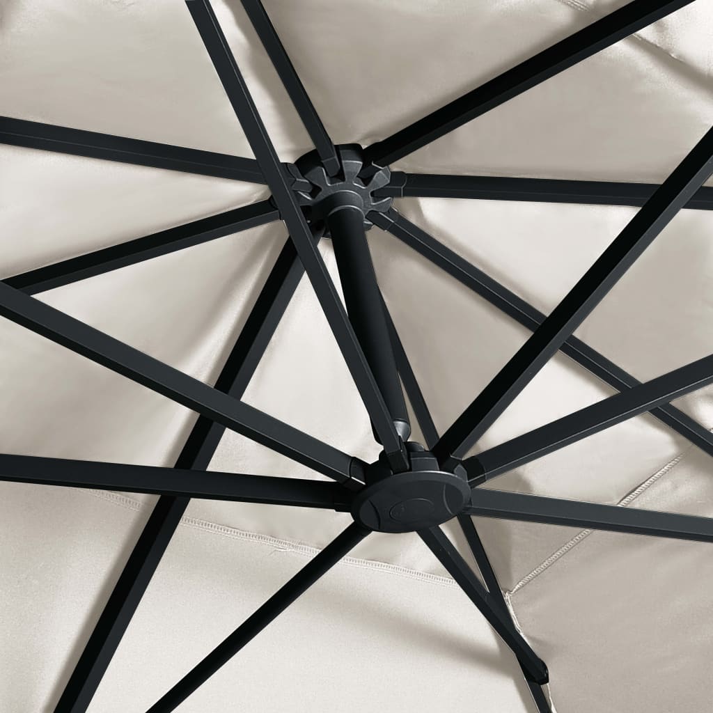vidaXL Umbrelă în consolă cu LED, stâlp din aluminiu nisipiu 400x300cm vidaXL Umbrelă în consolă cu LED, stâlp din aluminiu nisipiu 400x300cm