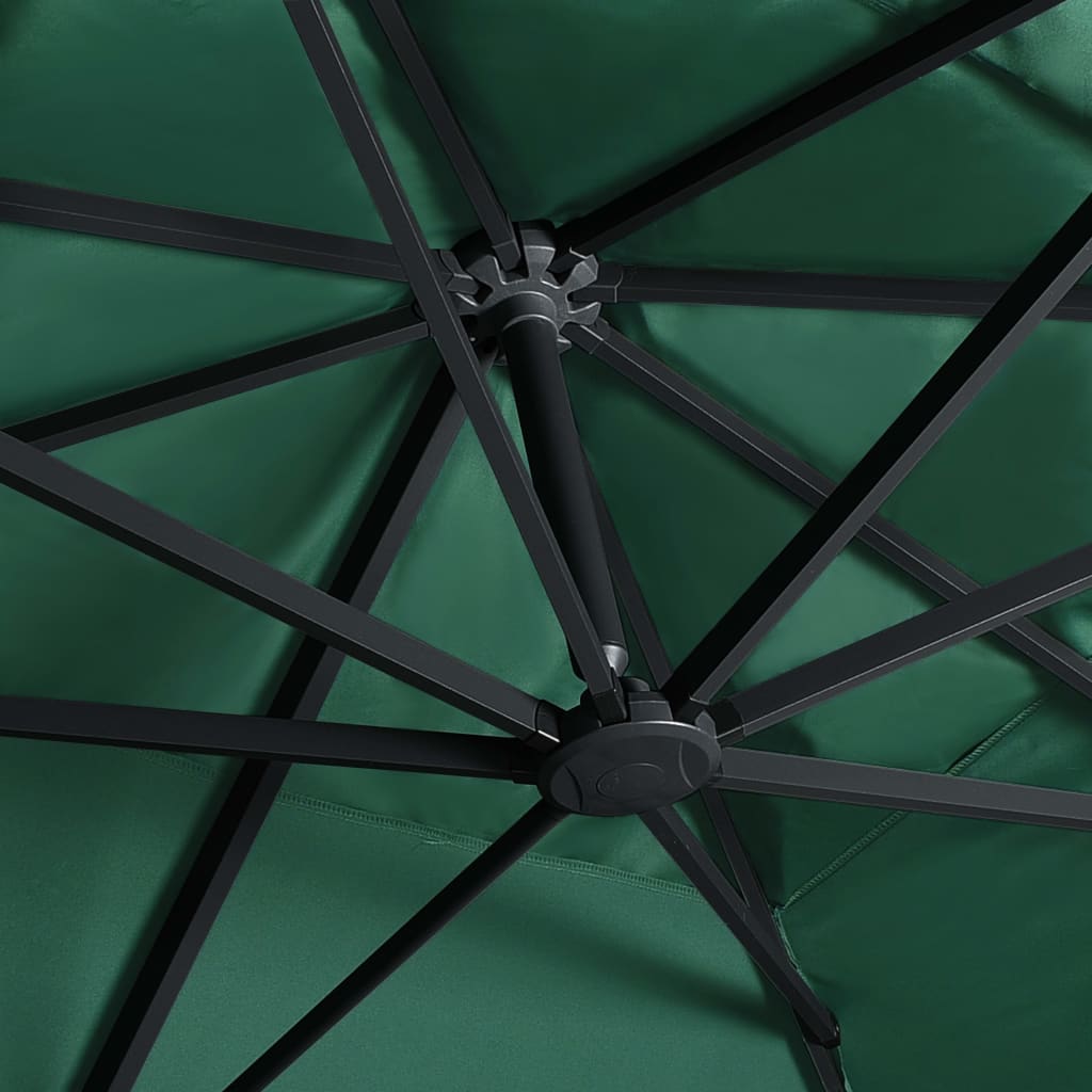 vidaXL Umbrelă în consolă cu LED, stâlp din aluminiu verde 400x300 cm