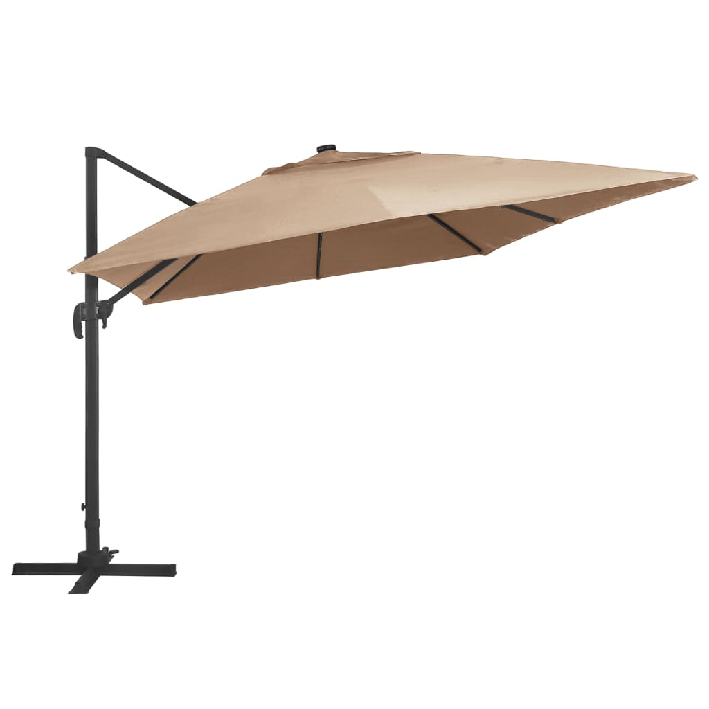 vidaXL Umbrelă în consolă cu LED, stâlp din aluminiu taupe 400x300 cm vidaXL Umbrelă în consolă cu LED, stâlp din aluminiu taupe 400x300 cm
