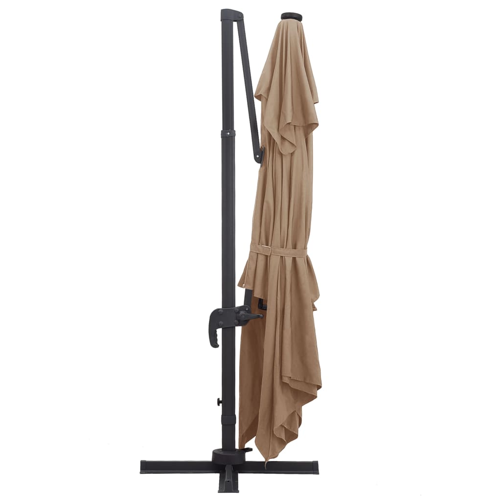 vidaXL Umbrelă în consolă cu LED, stâlp din aluminiu taupe 400x300 cm vidaXL Umbrelă în consolă cu LED, stâlp din aluminiu taupe 400x300 cm