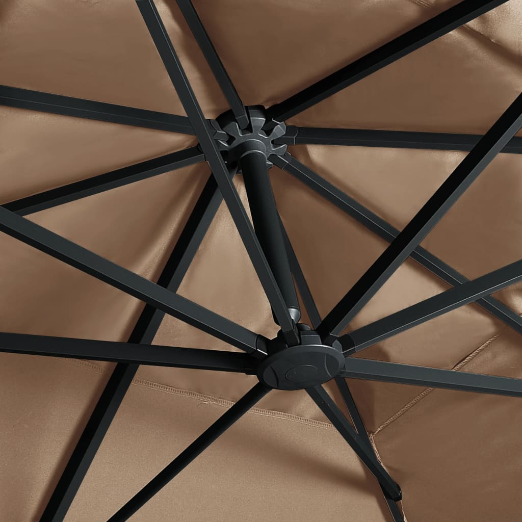 vidaXL Umbrelă în consolă cu LED, stâlp din aluminiu taupe 400x300 cm vidaXL Umbrelă în consolă cu LED, stâlp din aluminiu taupe 400x300 cm