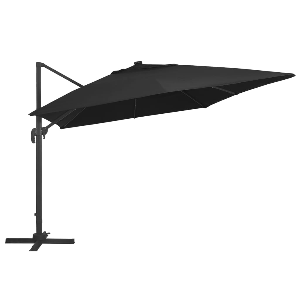 vidaXL Umbrelă suspendată cu LED și stâlp aluminiu negru 400x300 cm vidaXL Umbrelă suspendată cu LED și stâlp aluminiu negru 400x300 cm