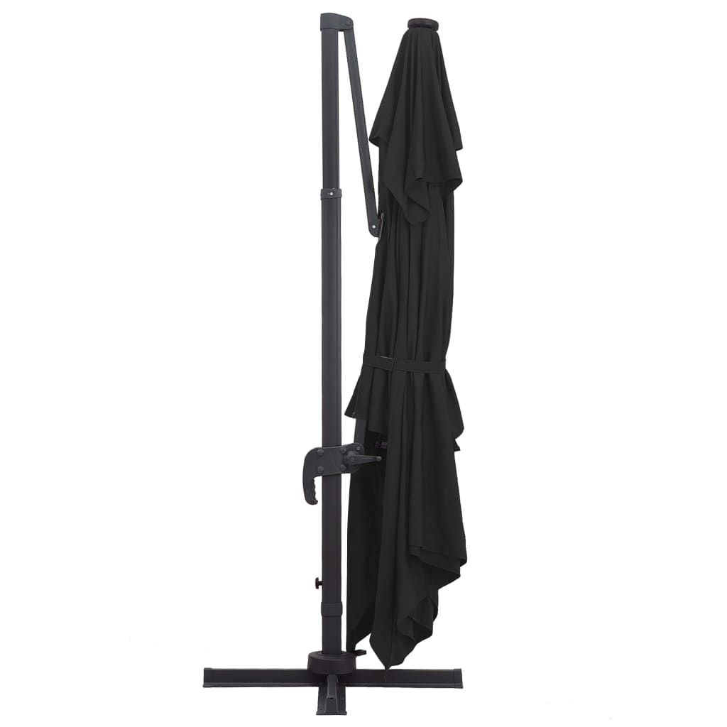 vidaXL Umbrelă suspendată cu LED și stâlp aluminiu negru 400x300 cm vidaXL Umbrelă suspendată cu LED și stâlp aluminiu negru 400x300 cm