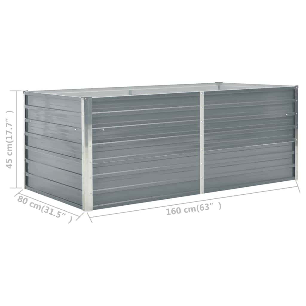 vidaXL Strat înălțat de grădină, gri, 160x80x45 cm, oțel galvanizat