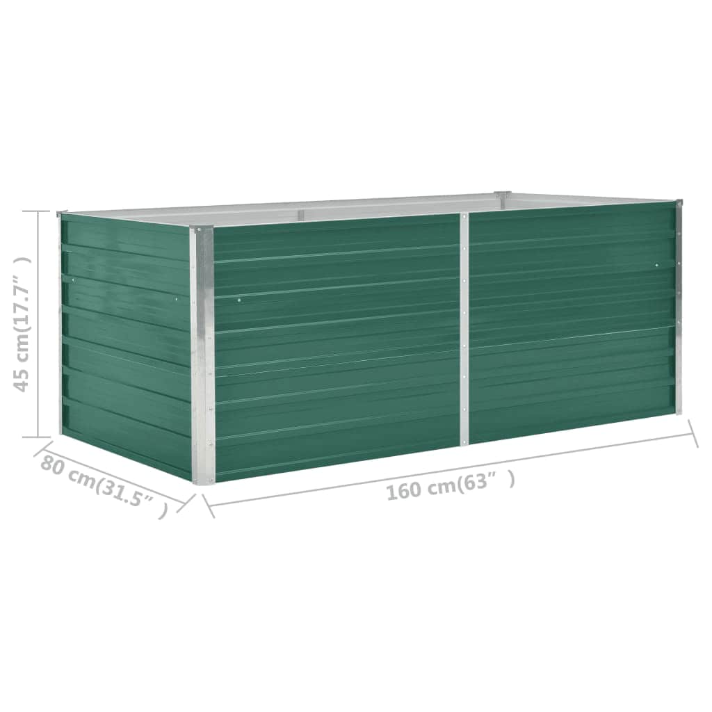 vidaXL Strat înălțat de grădină, verde, 160x80x45 cm, oțel galvanizat