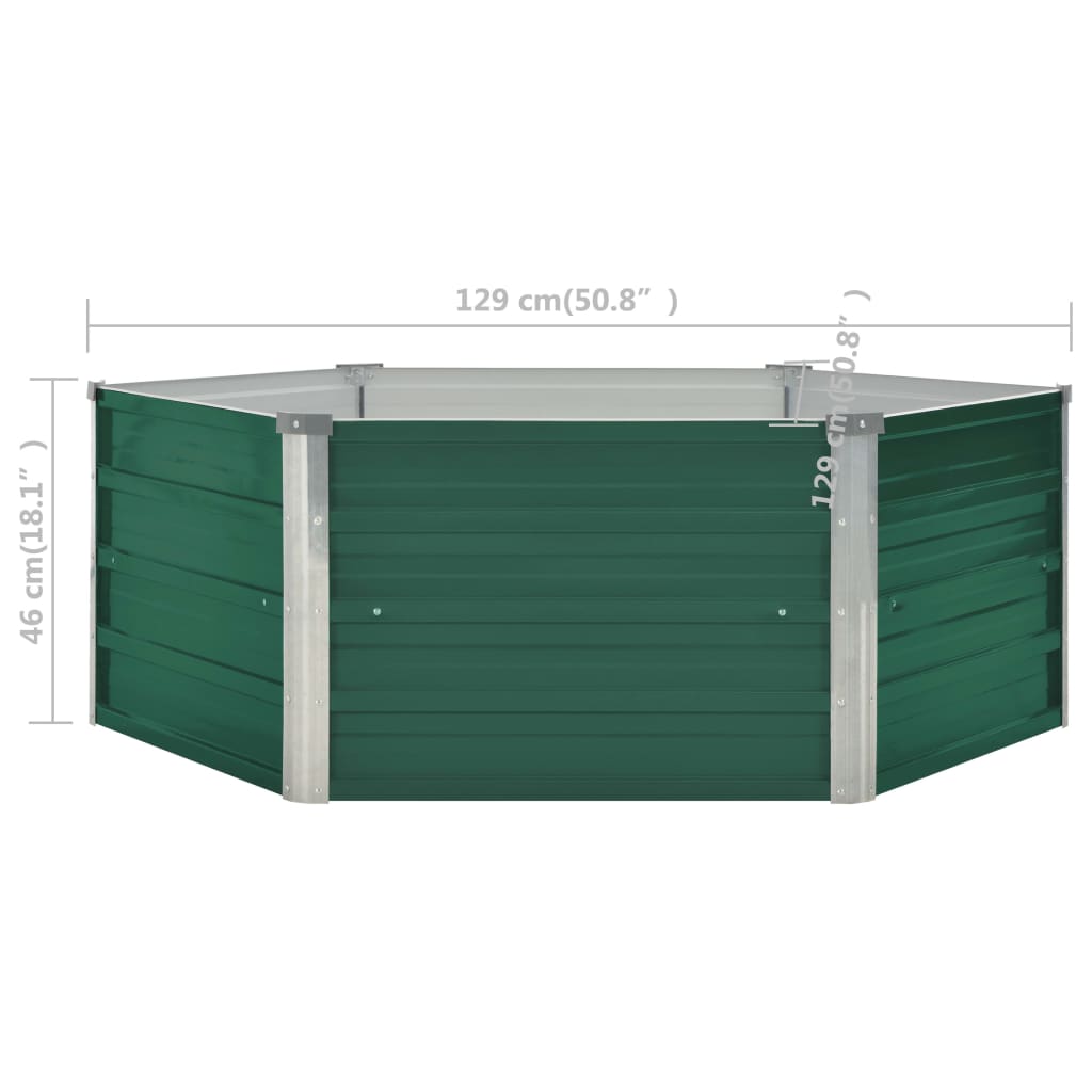 vidaXL Strat înălțat de grădină, verde, 129x129x46 cm, oțel galvanizat
