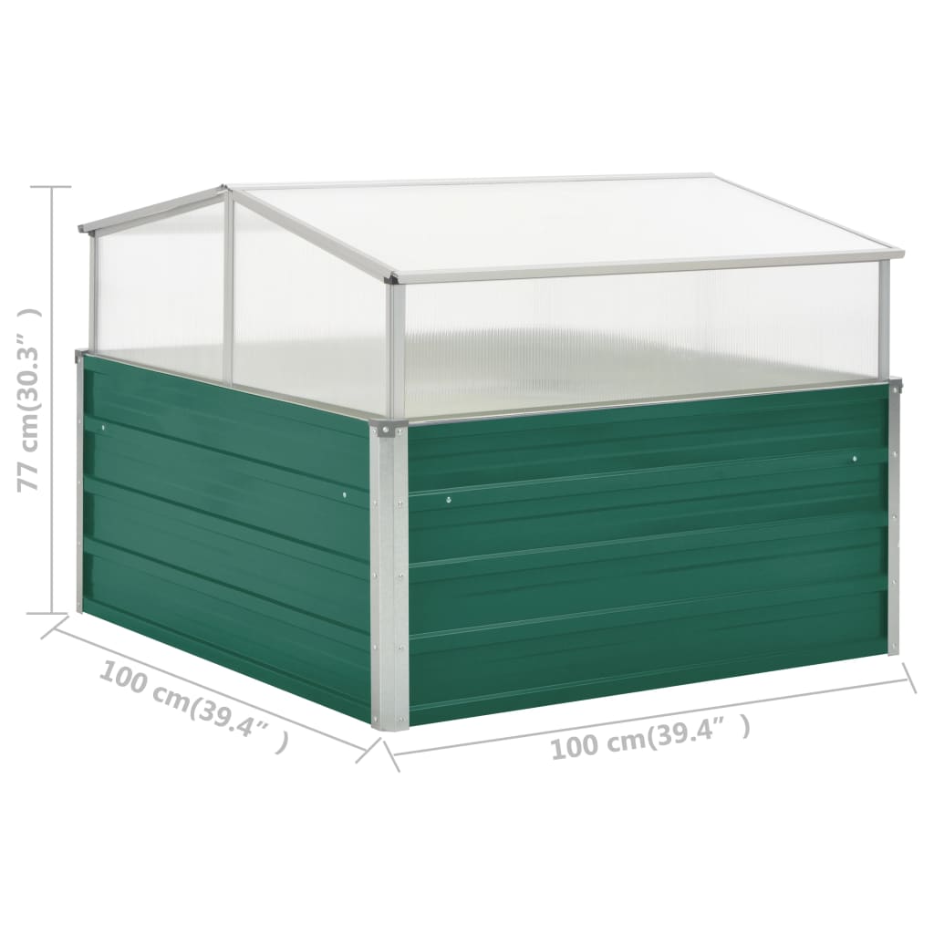 vidaXL Seră, verde, 100 x 100 x 77 cm, oțel galvanizat