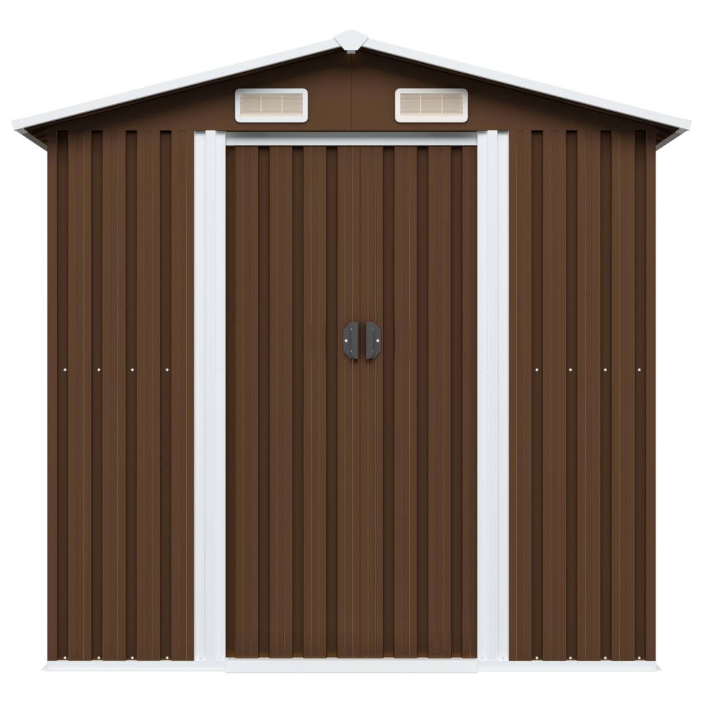 vidaXL Magazie de grădină, maro, 204 x 132 x 186 cm, oțel vidaXL Magazie de grădină, maro, 204 x 132 x 186 cm, oțel