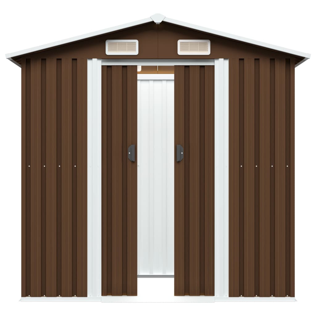 vidaXL Magazie de grădină, maro, 204 x 132 x 186 cm, oțel vidaXL Magazie de grădină, maro, 204 x 132 x 186 cm, oțel