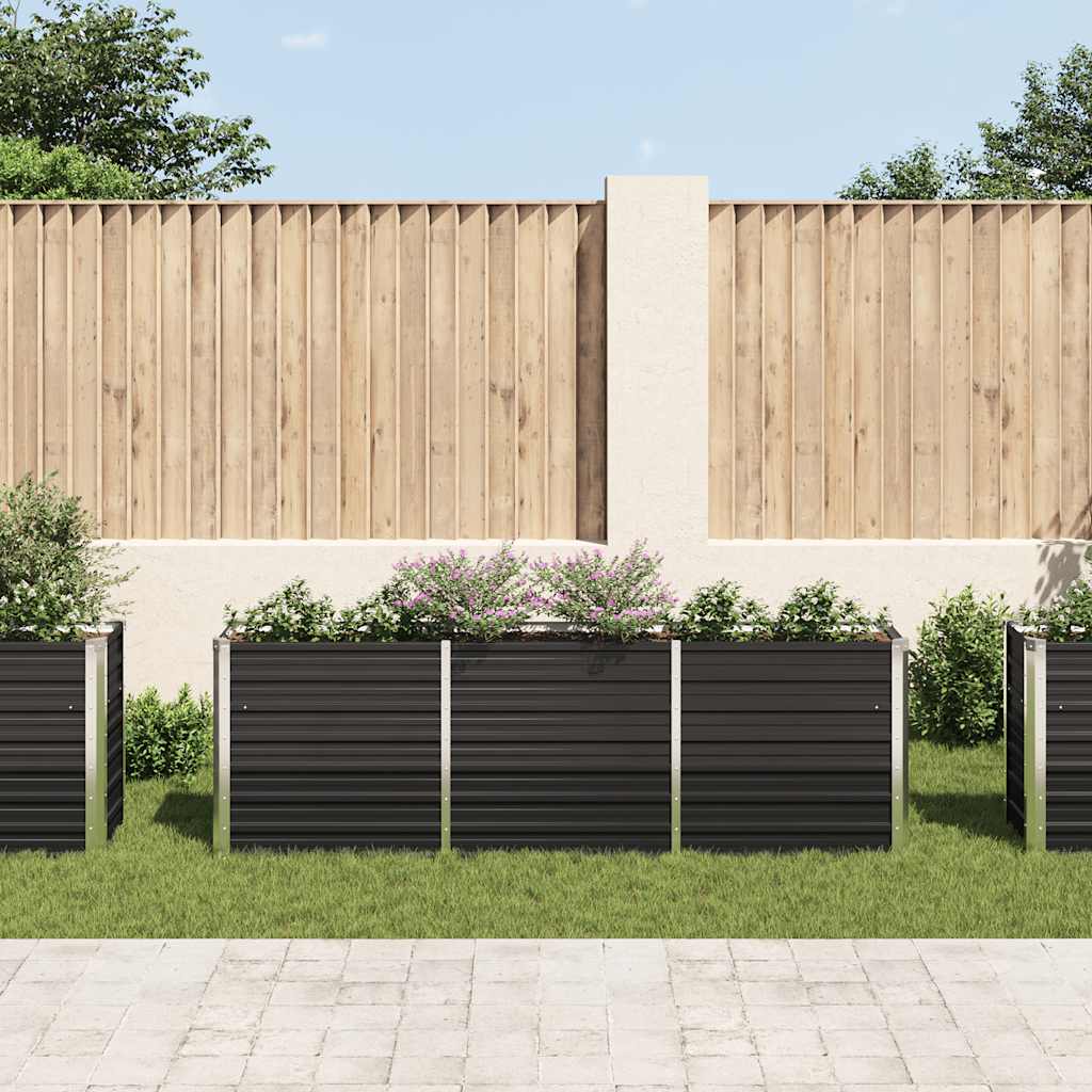 vidaXL Strat înălțat de grădină antracit 240x40x77 cm oțel galvanizat vidaXL Strat înălțat de grădină antracit 240x40x77 cm oțel galvanizat