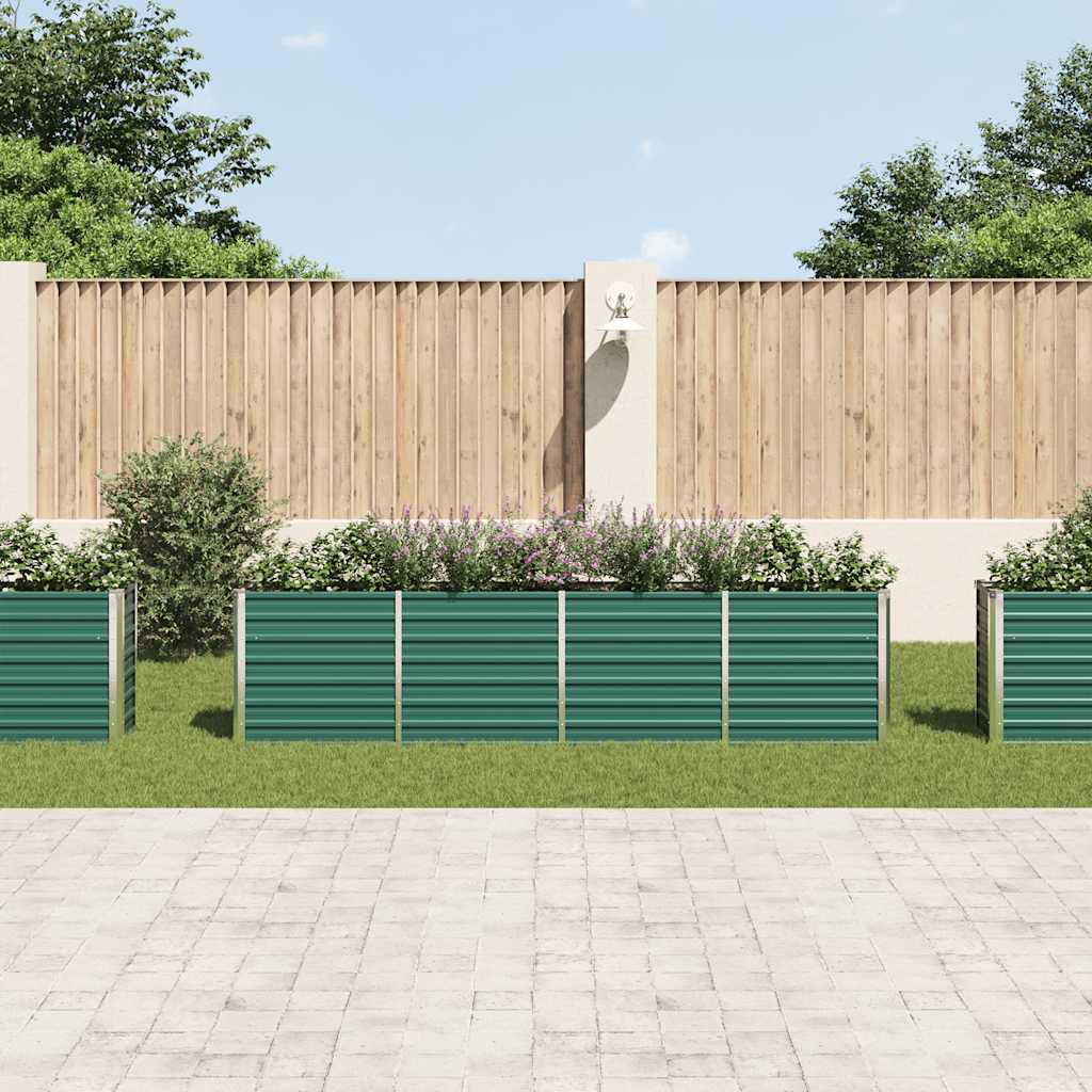 vidaXL Strat înălțat grădină, verde, 320x40x77 cm, oțel galvanizat vidaXL Strat înălțat grădină, verde, 320x40x77 cm, oțel galvanizat