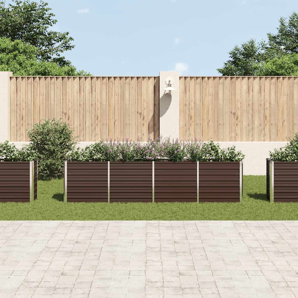 vidaXL Strat înălțat grădină, maro, 320x40x77 cm, oțel galvanizat vidaXL Strat înălțat grădină, maro, 320x40x77 cm, oțel galvanizat