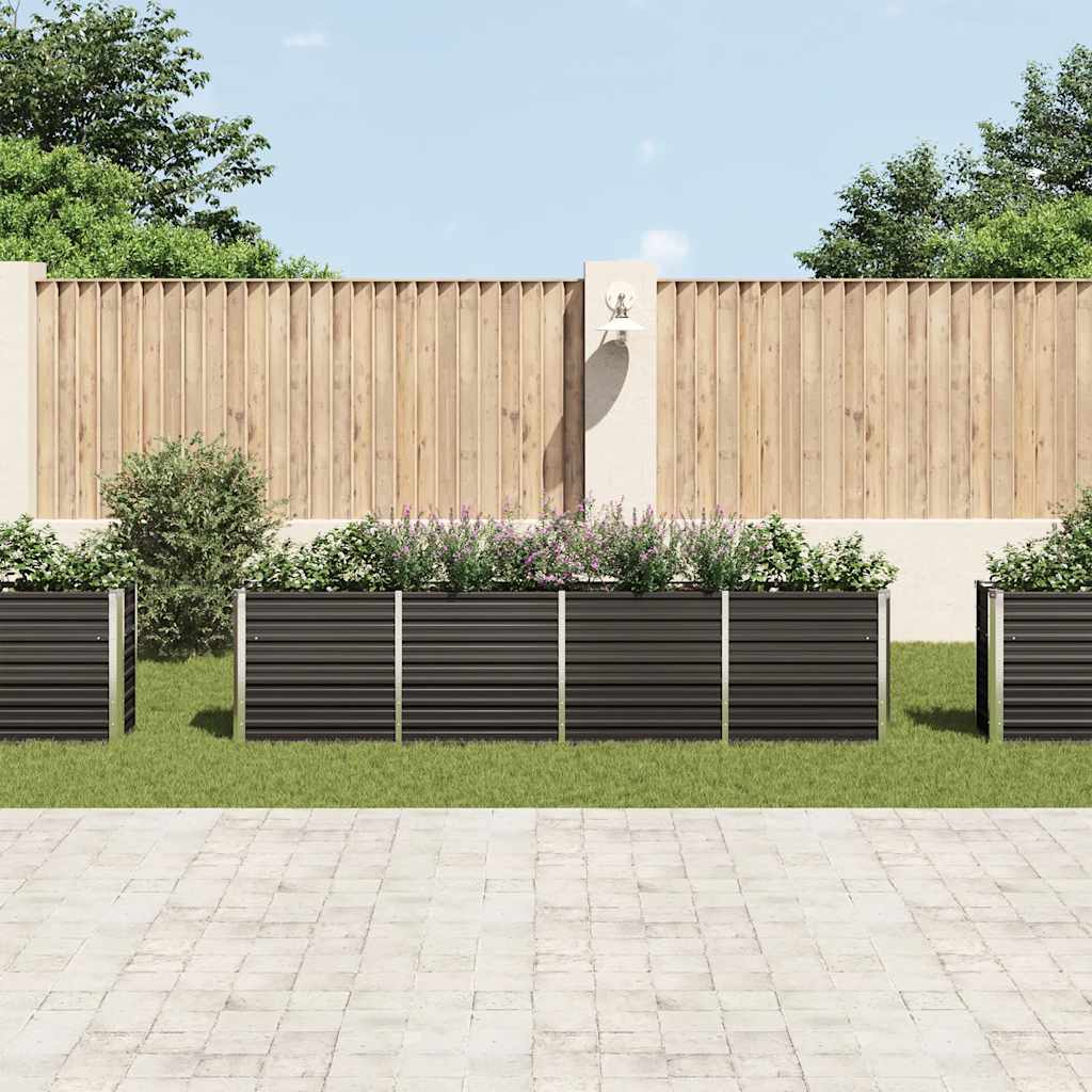 vidaXL Strat înălțat grădină, antracit, 320x40x77 cm, oțel galvanizat