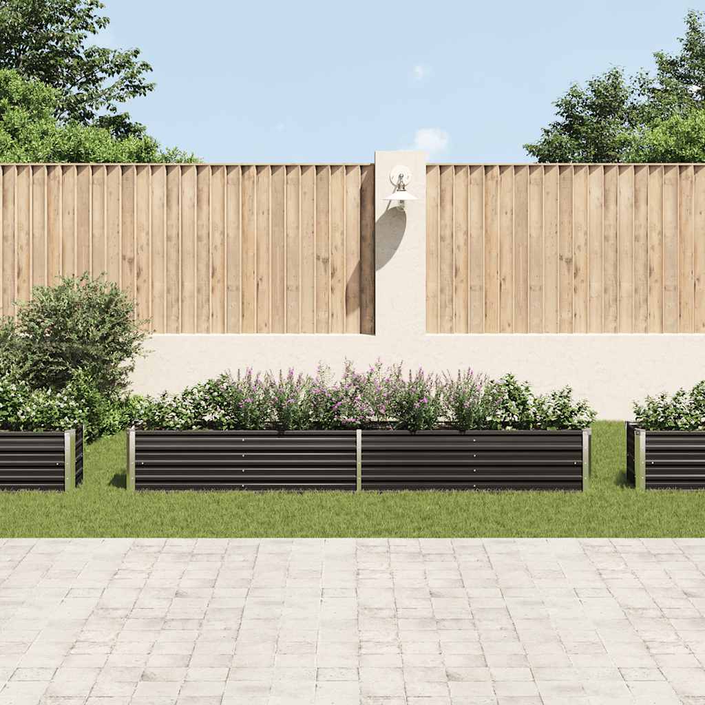 vidaXL Strat înălțat de grădină antracit 320x40x45 cm oțel galvanizat