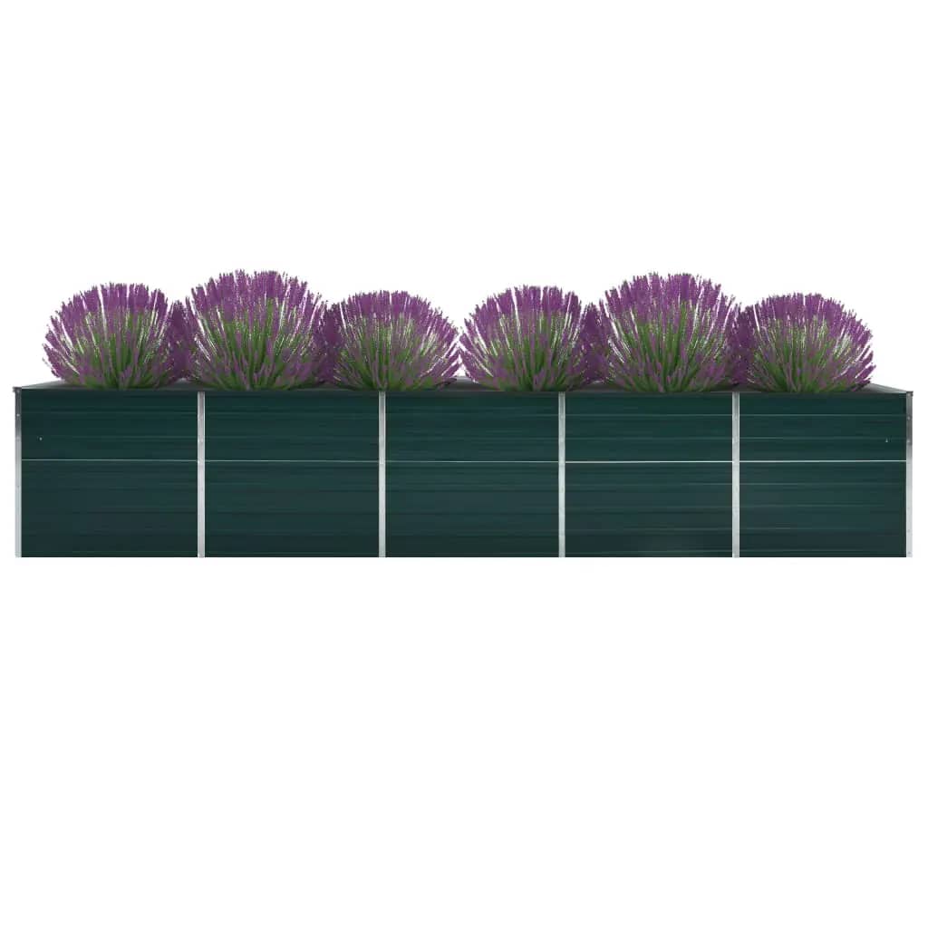 vidaXL Strat înălțat de grădină, verde, 400x80x45 cm, oțel galvanizat