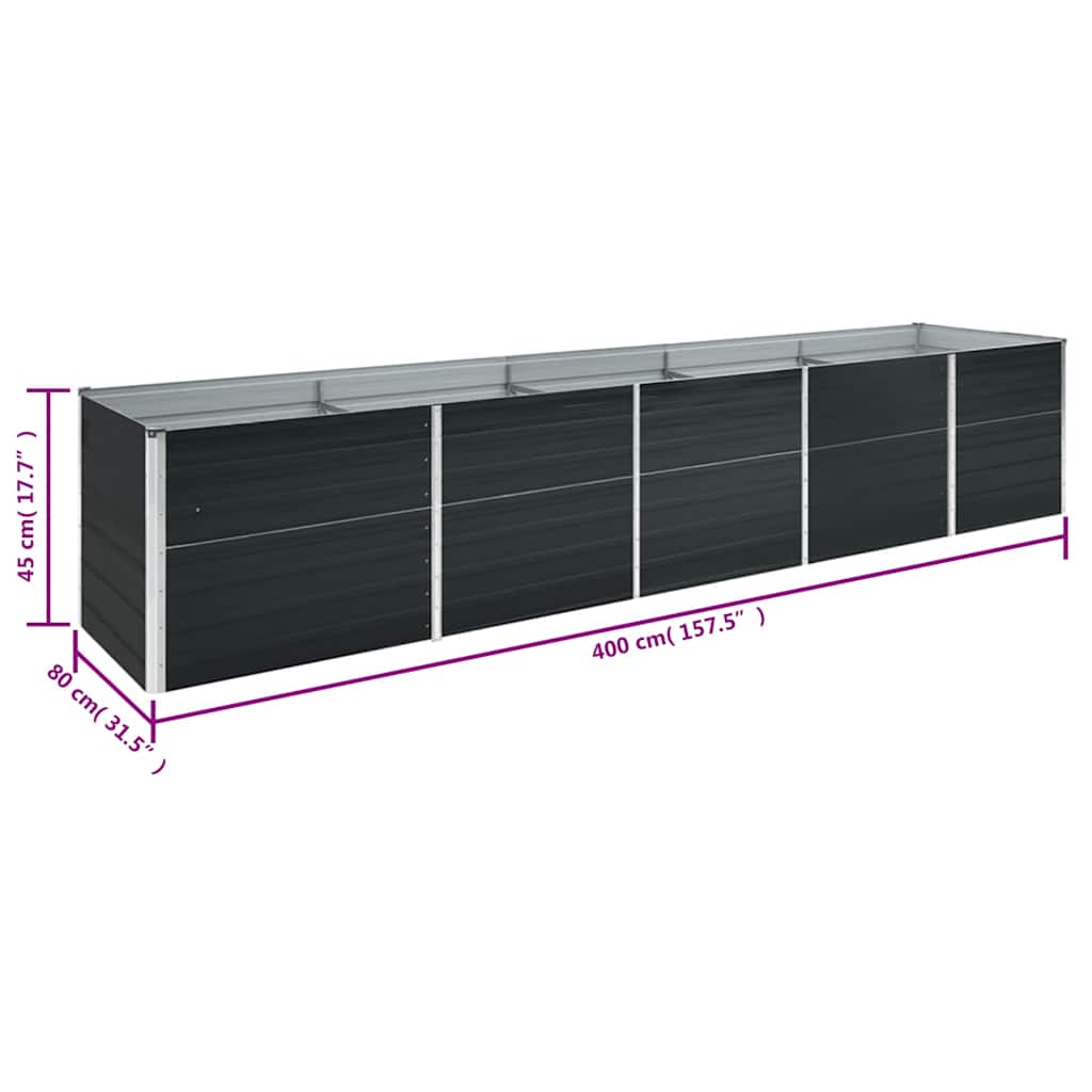 vidaXL Strat înălțat de grădină antracit 400x80x45 cm oțel galvanizat vidaXL Strat înălțat de grădină antracit 400x80x45 cm oțel galvanizat