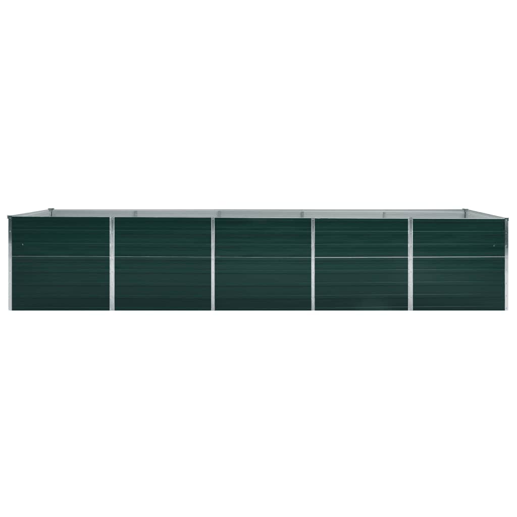 vidaXL Strat înălțat de grădină, verde, 400x80x77 cm, oțel galvanizat