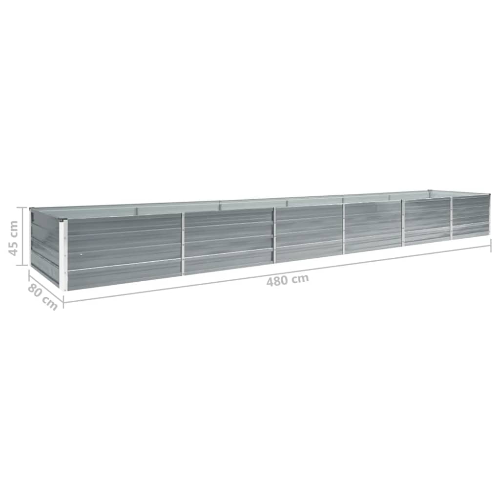 vidaXL Strat înălțat grădină, gri, 480x80x45 cm, oțel galvanizat