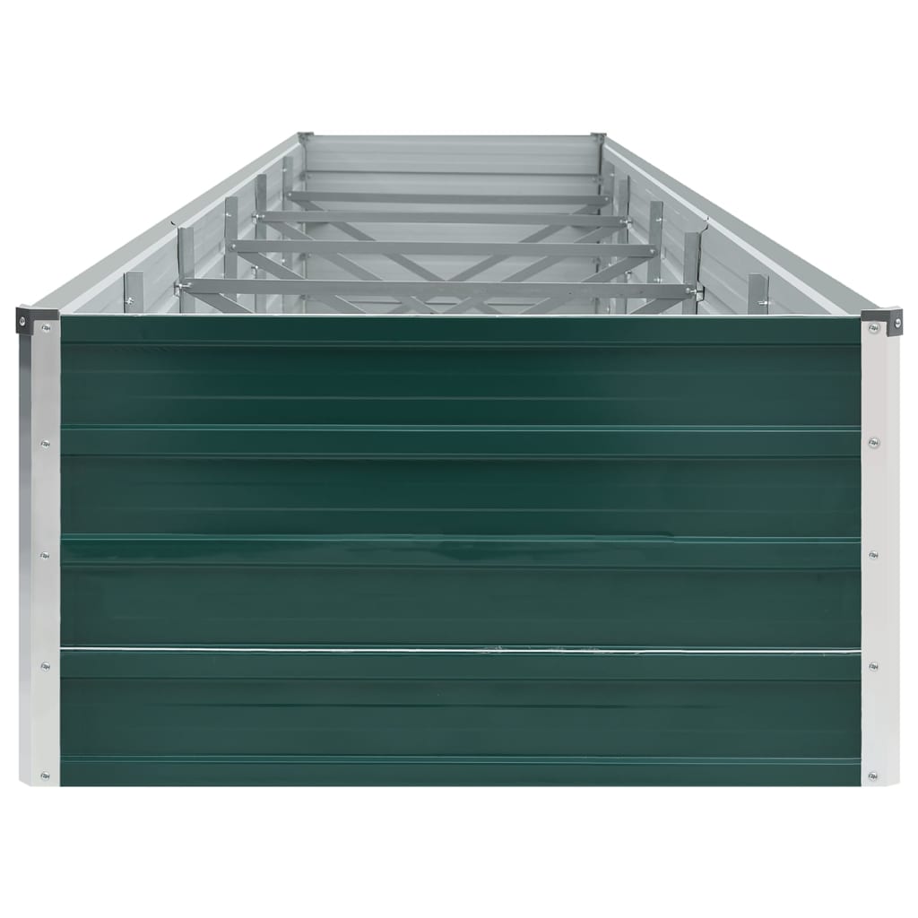 vidaXL Strat înălțat de grădină, verde, 480x80x45 cm, oțel galvanizat