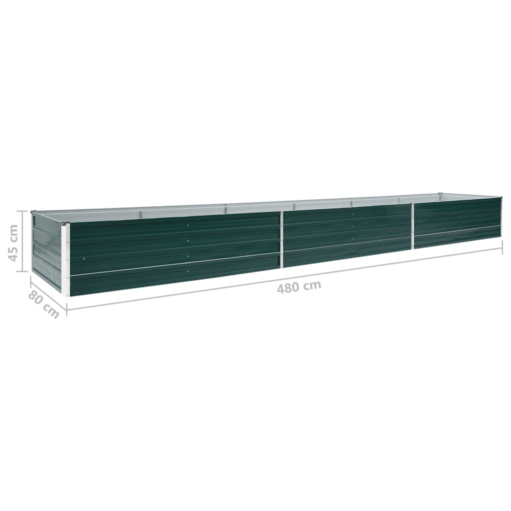vidaXL Strat înălțat de grădină, verde, 480x80x45 cm, oțel galvanizat