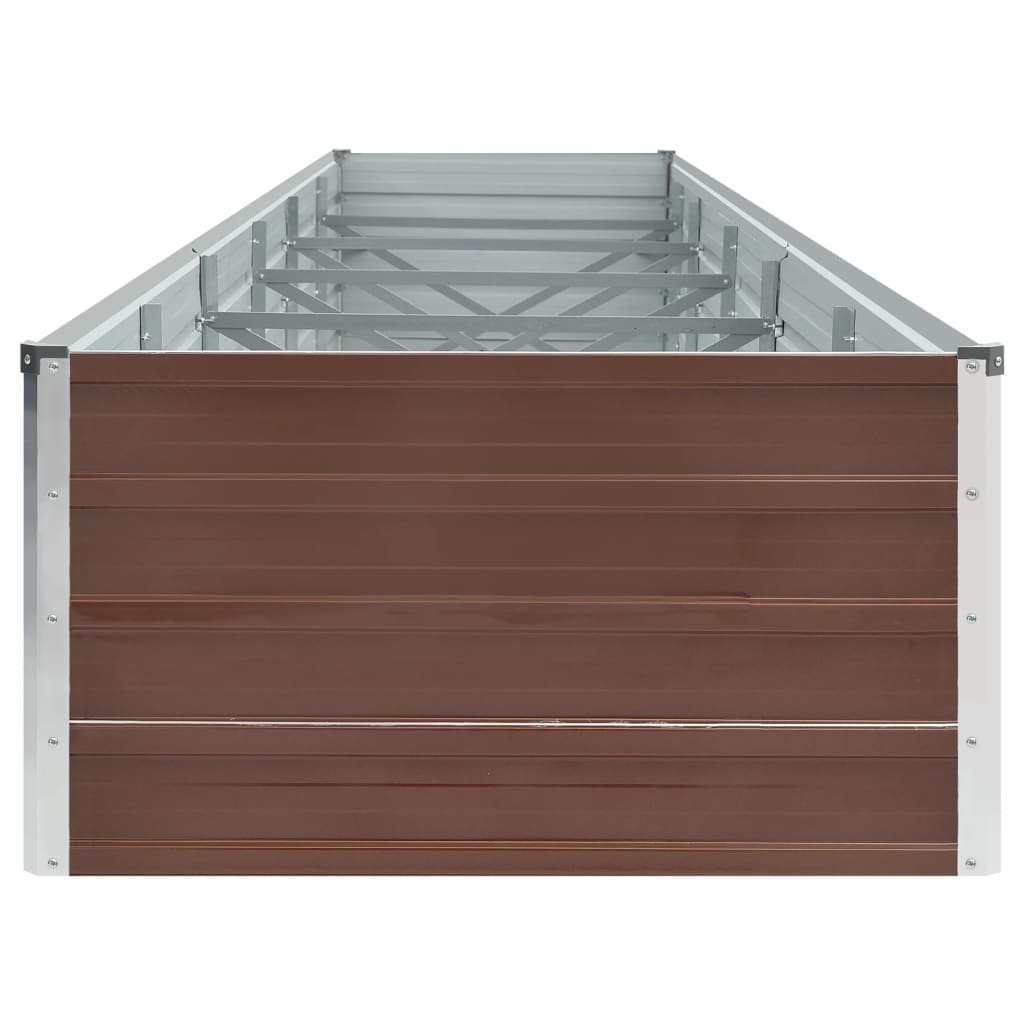vidaXL Strat înălțat de grădină, maro, 480x80x45 cm, oțel galvanizat