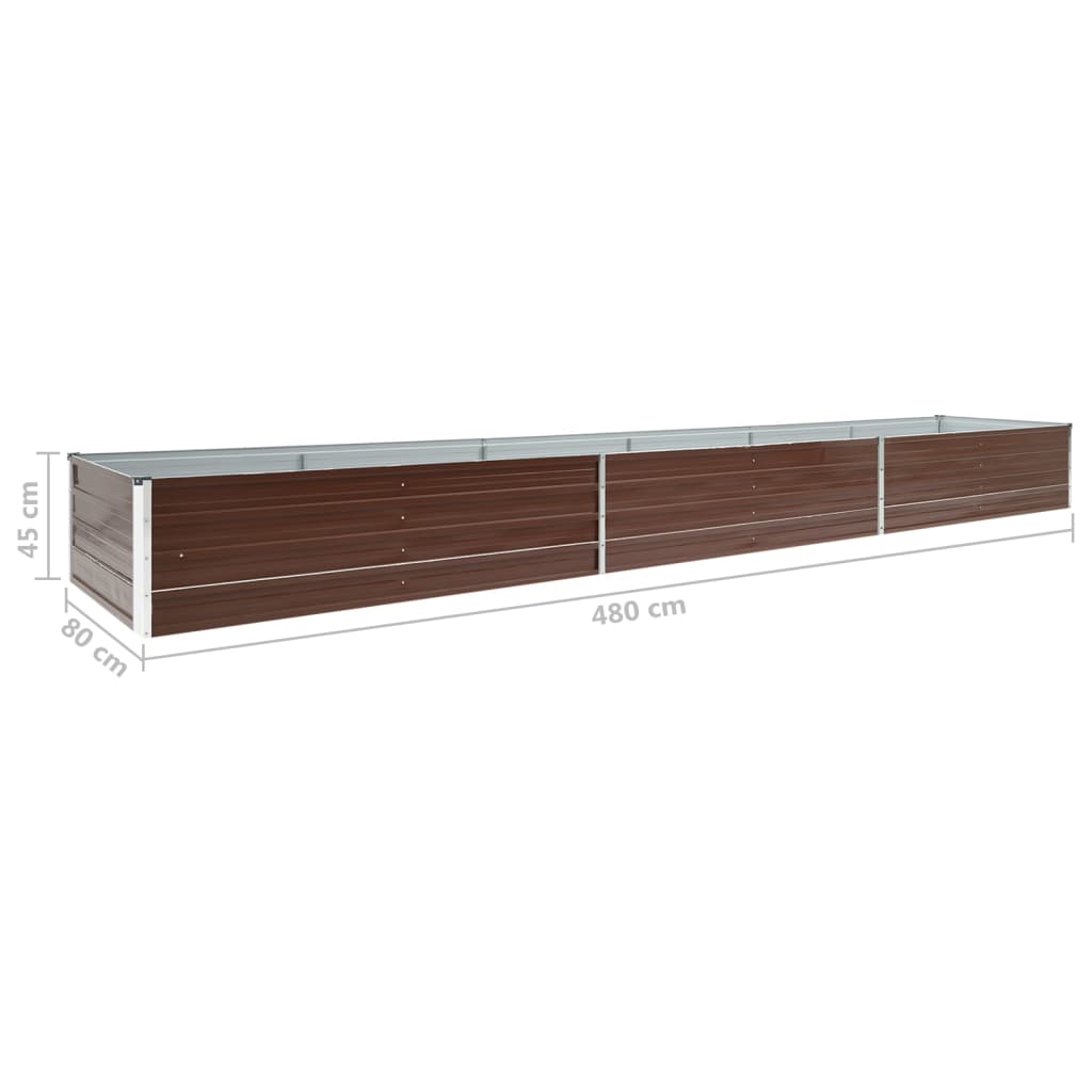 vidaXL Strat înălțat de grădină, maro, 480x80x45 cm, oțel galvanizat