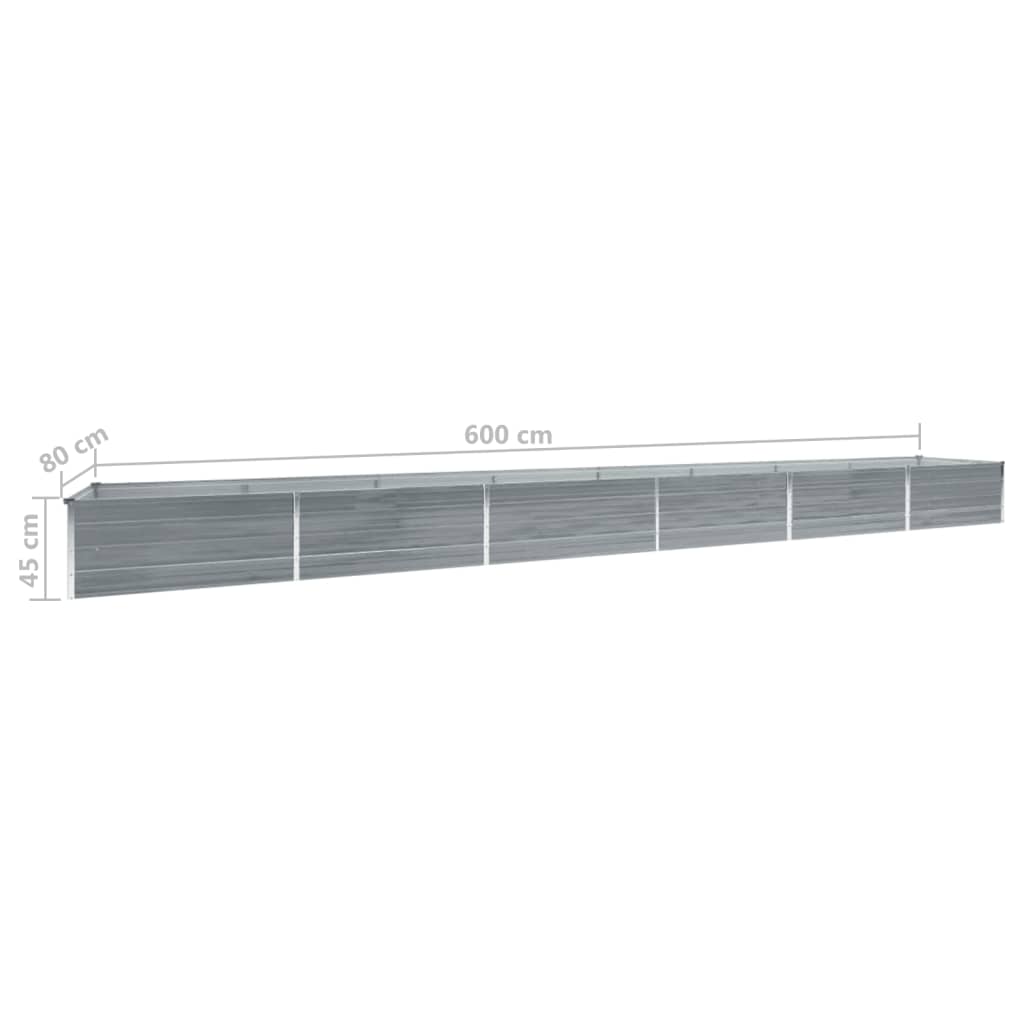 vidaXL Strat înălțat de grădină, gri, 600x80x45 cm, oțel galvanizat