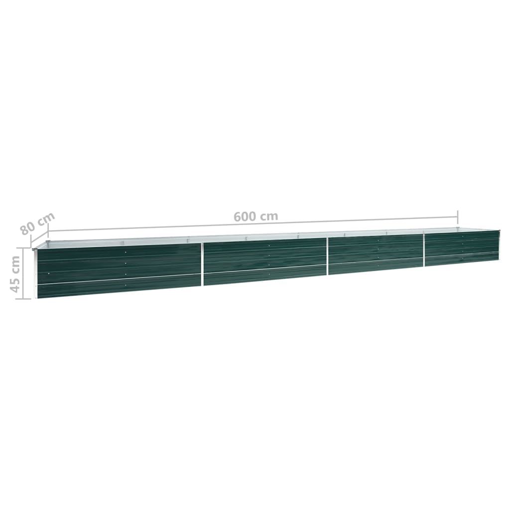 vidaXL Strat înălțat de grădină, verde, 600x80x45 cm, oțel galvanizat