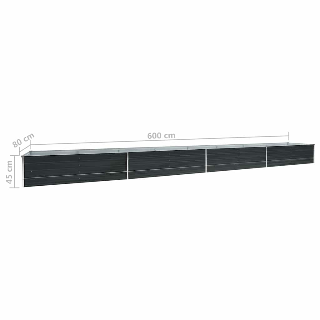 vidaXL Strat înălțat de grădină antracit 600x80x45 cm oțel galvanizat