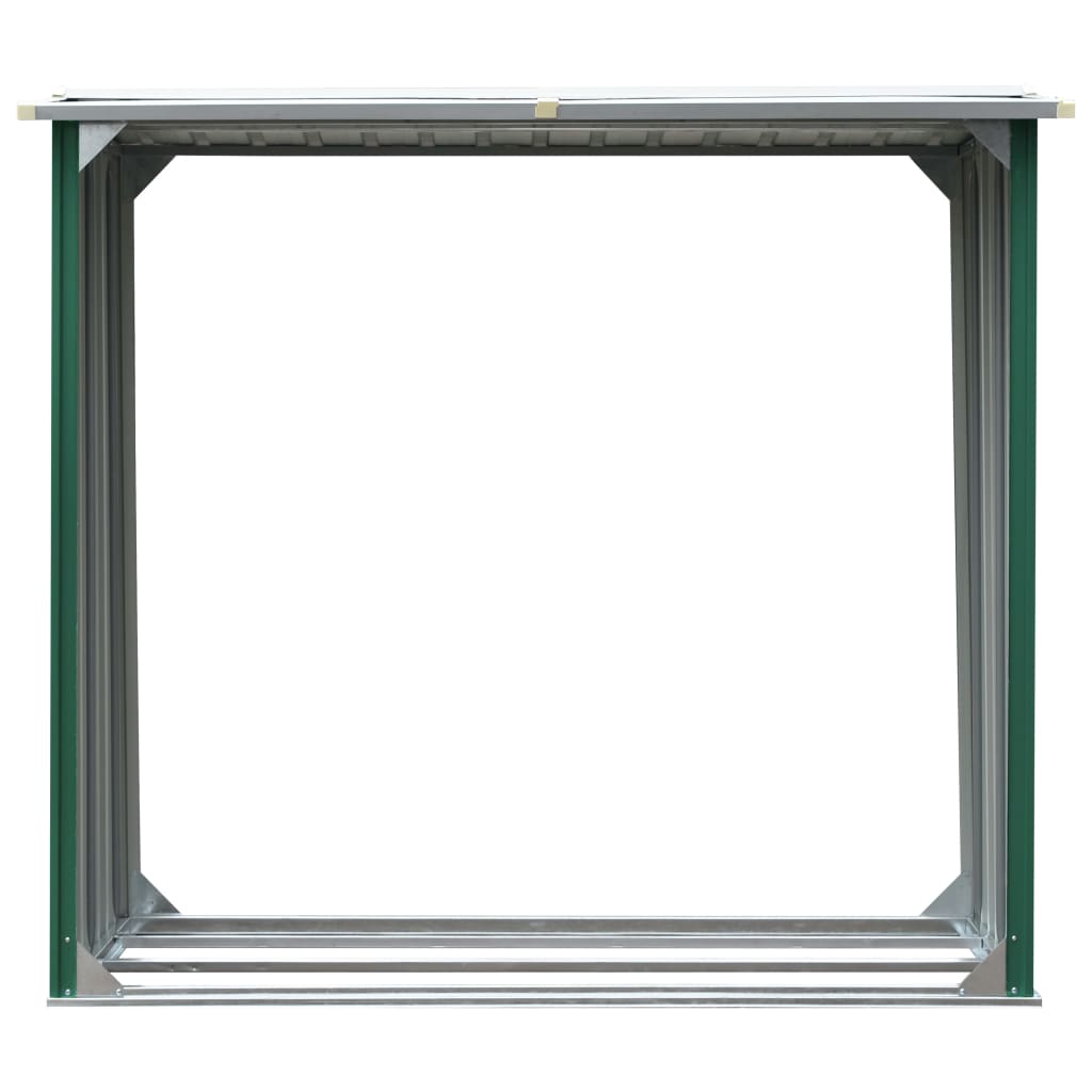 vidaXL Șopron depozitare lemne, verde, 172x91x154 cm, oțel galvanizat vidaXL Șopron depozitare lemne, verde, 172x91x154 cm, oțel galvanizat