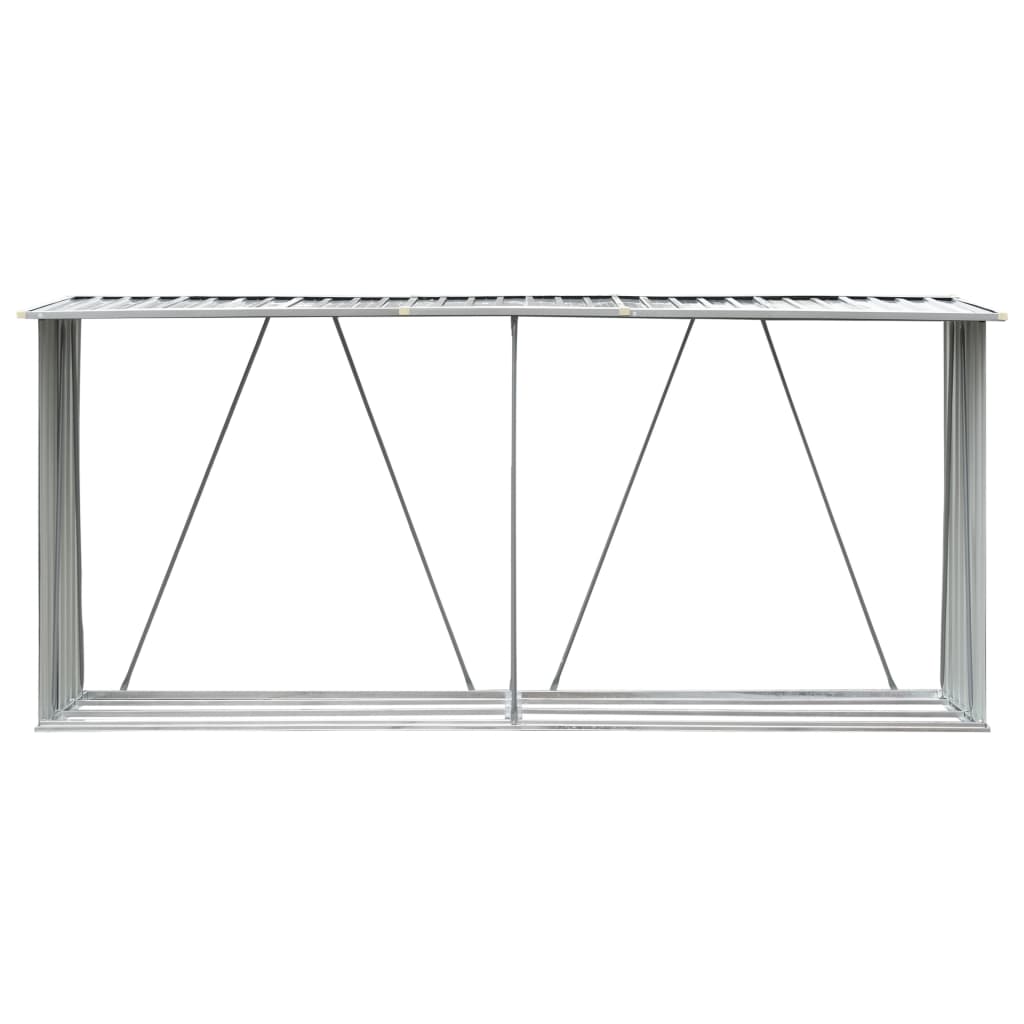 vidaXL Șopron depozitare lemne, verde, 330x84x152 cm, oțel galvanizat vidaXL Șopron depozitare lemne, verde, 330x84x152 cm, oțel galvanizat