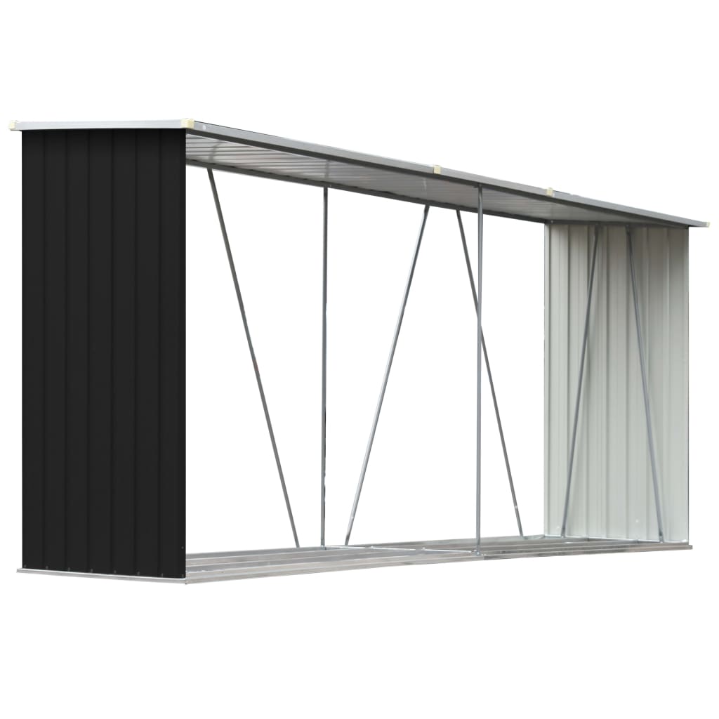 vidaXL Șopron depozitare lemne antracit 330x84x152 cm oțel galvanizat vidaXL Șopron depozitare lemne antracit 330x84x152 cm oțel galvanizat