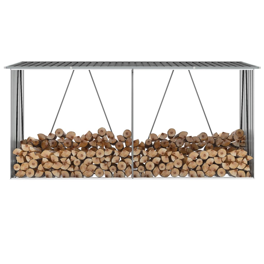 vidaXL Șopron depozitare lemne antracit 330x84x152 cm oțel galvanizat vidaXL Șopron depozitare lemne antracit 330x84x152 cm oțel galvanizat