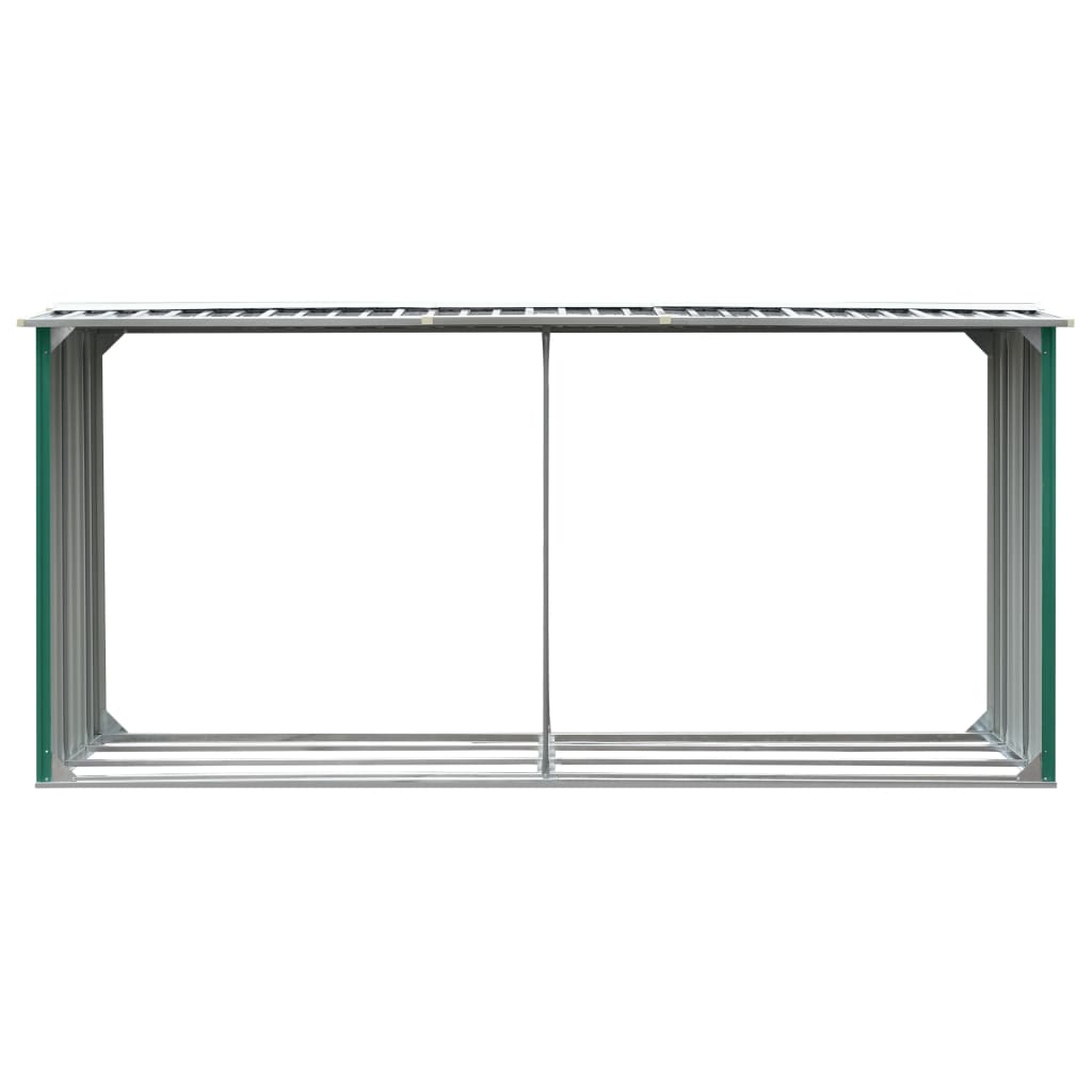 vidaXL Șopron depozitare lemne, verde, 330x92x153 cm, oțel galvanizat vidaXL Șopron depozitare lemne, verde, 330x92x153 cm, oțel galvanizat